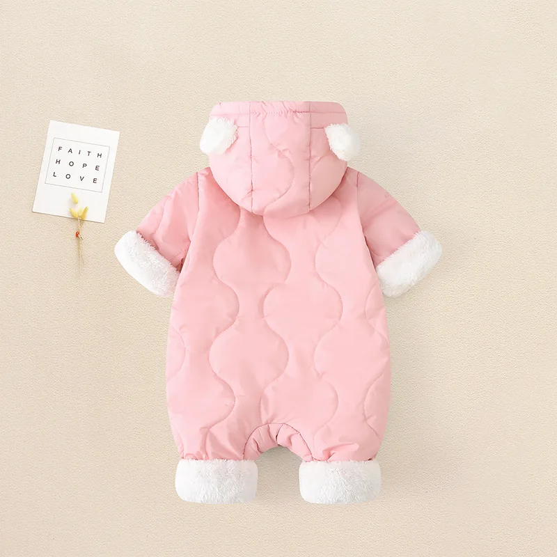 NEUE Herbst-Winter Baby-Outwear, Einteiler, Warme Kleidung für Kleinkinder, Mädchen- und Jungen-Samt-Strampler, Cartoon-Bär Baby-Jumpsuit – Detail 5