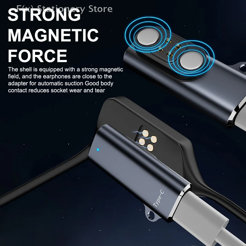 Type C Bone Conduction Magnetic Headphones Charger Adapter For Yuansea X18PRO Langsdom Airwave Pro DAILING S900 NANK Runner 4