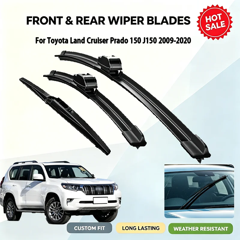 For Toyota Land Cruiser Prado 150 J150 2009-2020 Car Front Rear Windshield Wiper Blades Set 26 Inch 20 Inch 12 Inch Durable Rubb