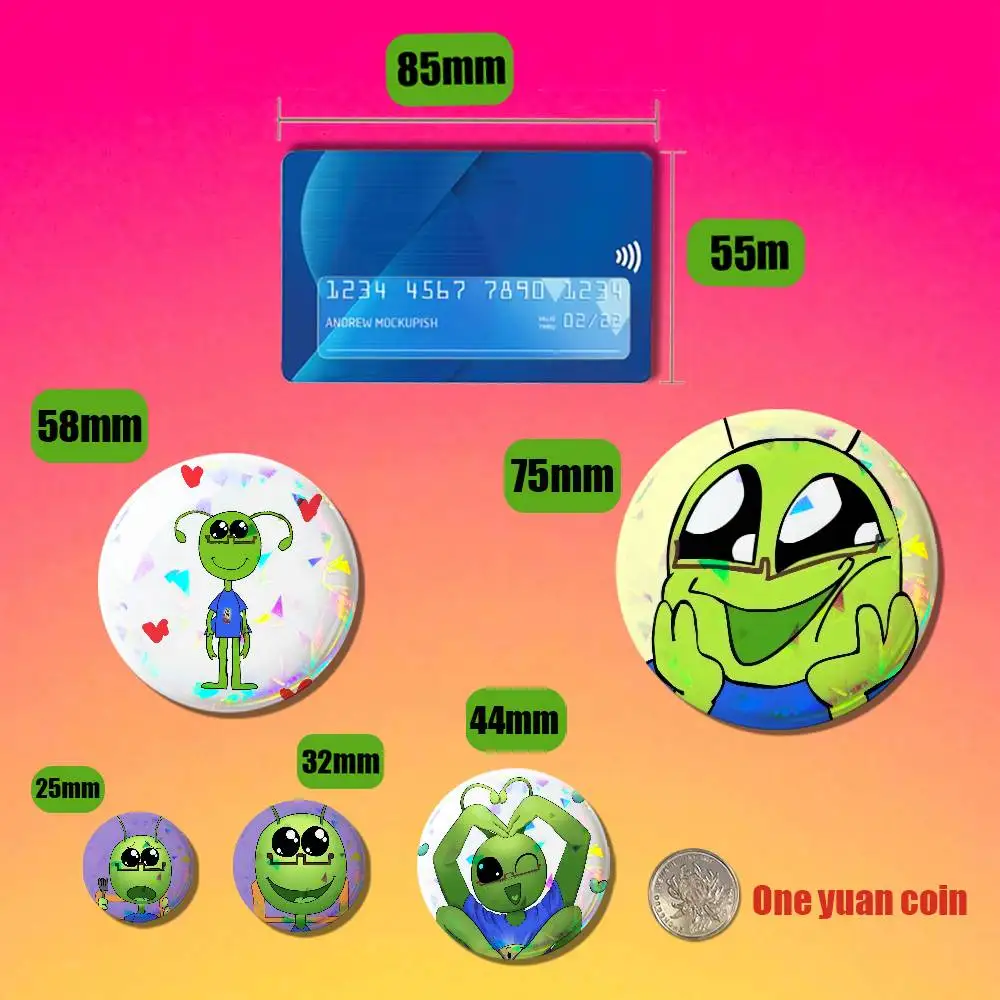 For Fact Attack Adventures Alien Facty Boy Enamel Pin Badge Round Button Metal Brooch Gift Ita Bag Backpack Pins Custom