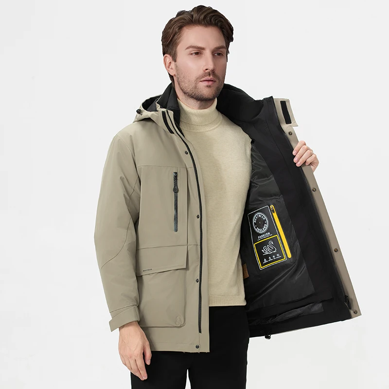 

Высококачественная куртка на 90% гусином пуху для мужчин, зима 2025 года, 2 в 1, теплое стеганое пальто, толстые ветрозащитные куртки с тяжелым капюшоном