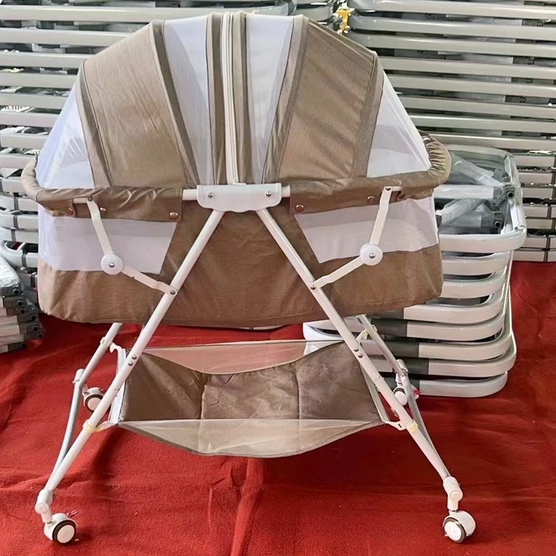 Movable Folding Crib Infant Multifunctional Bb Bed Portable Crib Nursing Crib