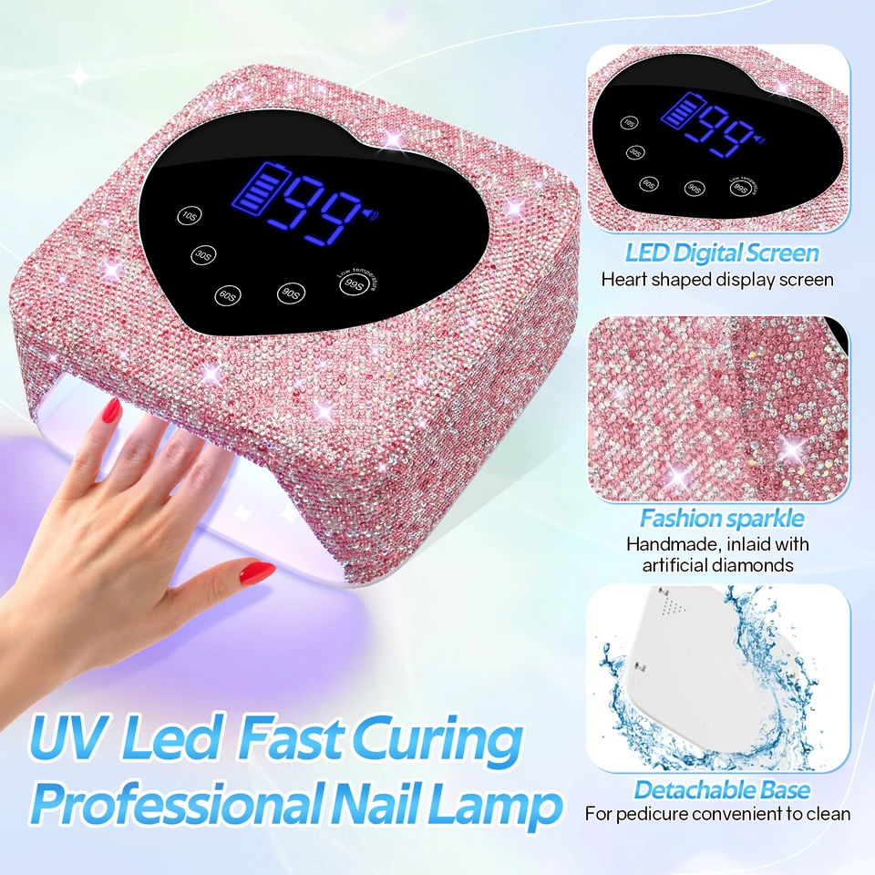 Lámpara recargable de 72W UV LED para uñas, 30 LEDs inalámbrica, curado de esmalte en gel con pantalla grande, equipo profesional 4
