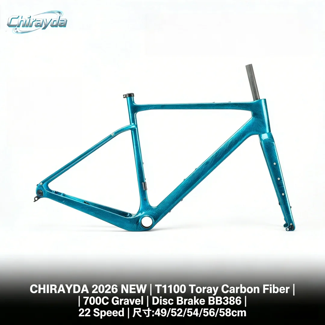 

CHIRAYDA 2026 NEW T1100 Toray Carbon Fiber 700C Gravel 49 52 54 56 58 cm Cyclo-cross Frame Disc Brake BB386 22 Speed Bike Frame