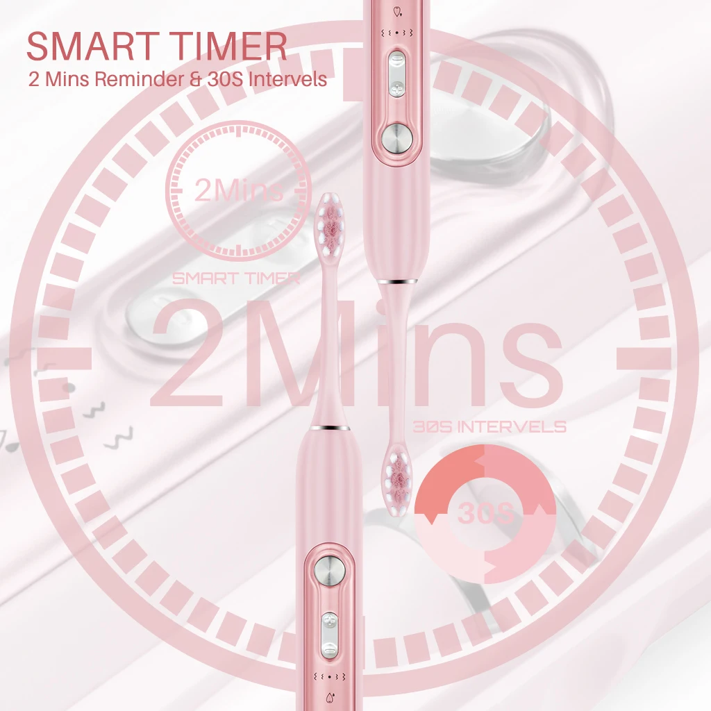 SUBORT Sonic แปรงสีฟันผู้ใหญ่สมาร์ทจับเวลาแปรง5โหมด USB ชาร์จ IPX7กันน้ำฟันแปรงเปลี่ยนหัวชุด