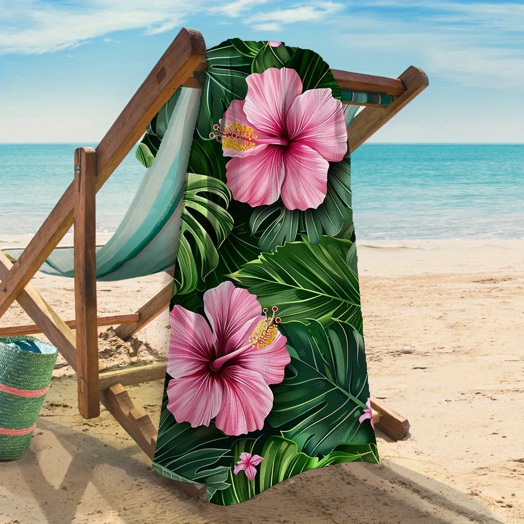 

1pc Insulation Blanket Beach Towels Lightweight Towels For Swimming Pool Beach Camping Tropical Flower Pattern Blanket Towel