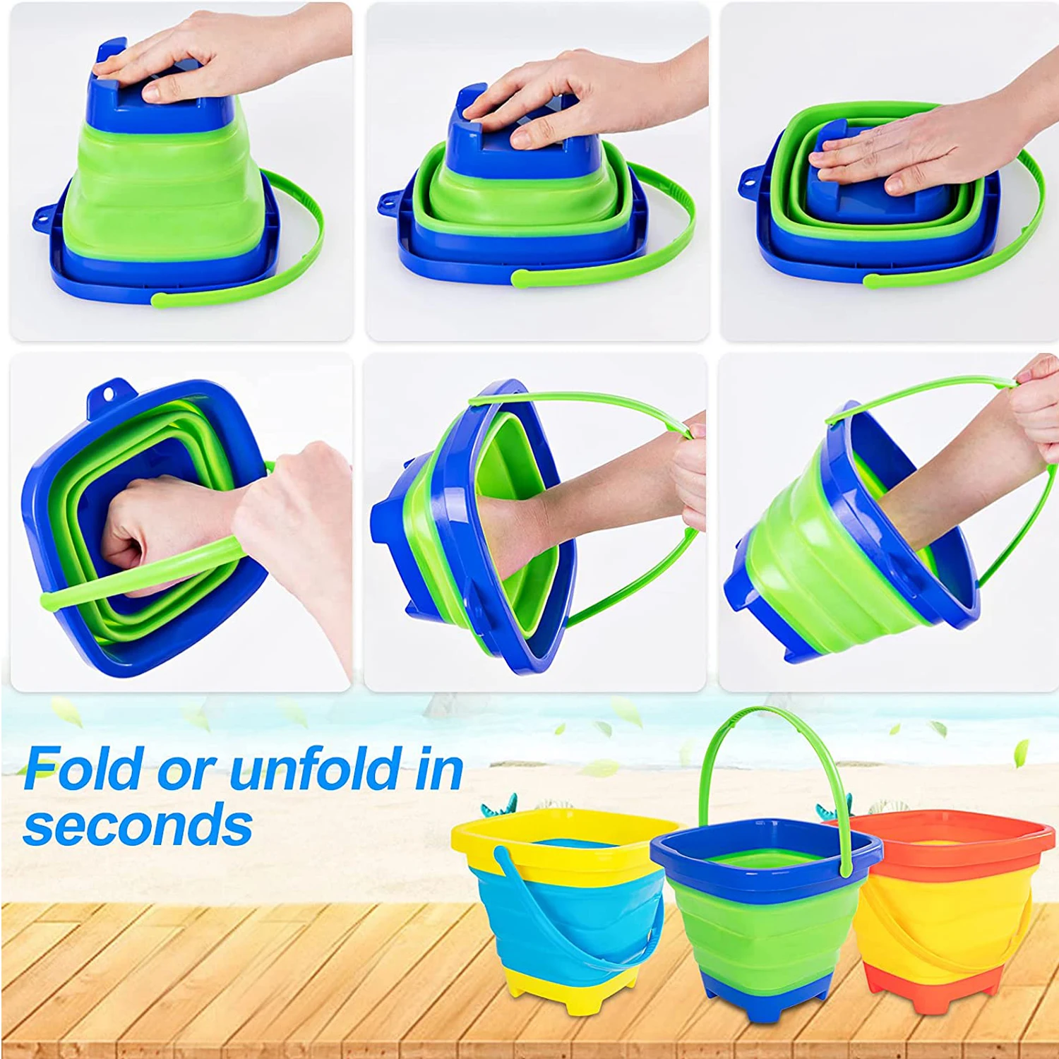 Children Beach Toys Summer Outdoor Baby Beach Digging Sand Toy Foldable Sand Bucket With shovel Play Sand Water Game Toy for Kid