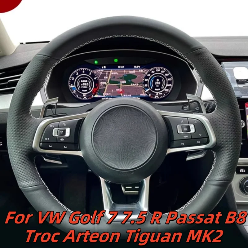 

Car Steering Wheel Custom Made Leather For VW Golf 7 7.5 R Passat B8 Troc Arteon Tiguan MK2 Car Interior Accessories