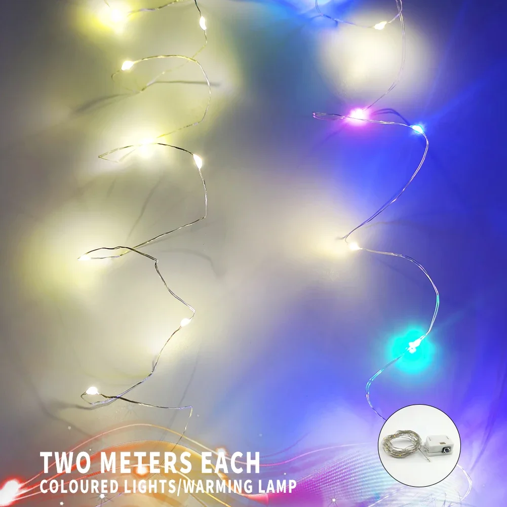 Imagem -06 - Warm White Multi String Iluminação Faça Você Mesmo Led Lights Modos Bateria Aniversários Presente de Natal Decorações do Feriado 2m 20leds 20 Pcs