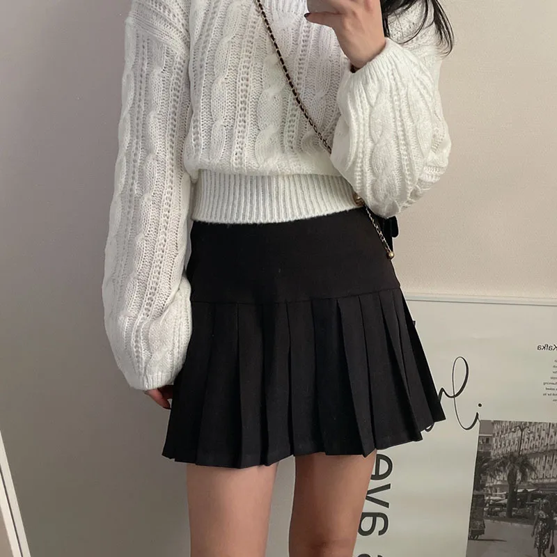 Zoki Korean Lantern Sleeve White Sweaters Women Sweet Casual Loose Knitted Pullovers Vintage Square Collar Lady Cute Design Tops