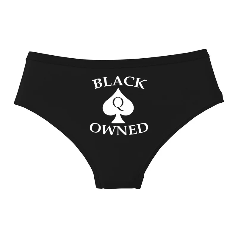 Cute Girl Briefs Female Soft Gold Letter Print Underwear BLACK OWNED Cotton Underwear Sexy Lingeries For Women Ladies Underpants