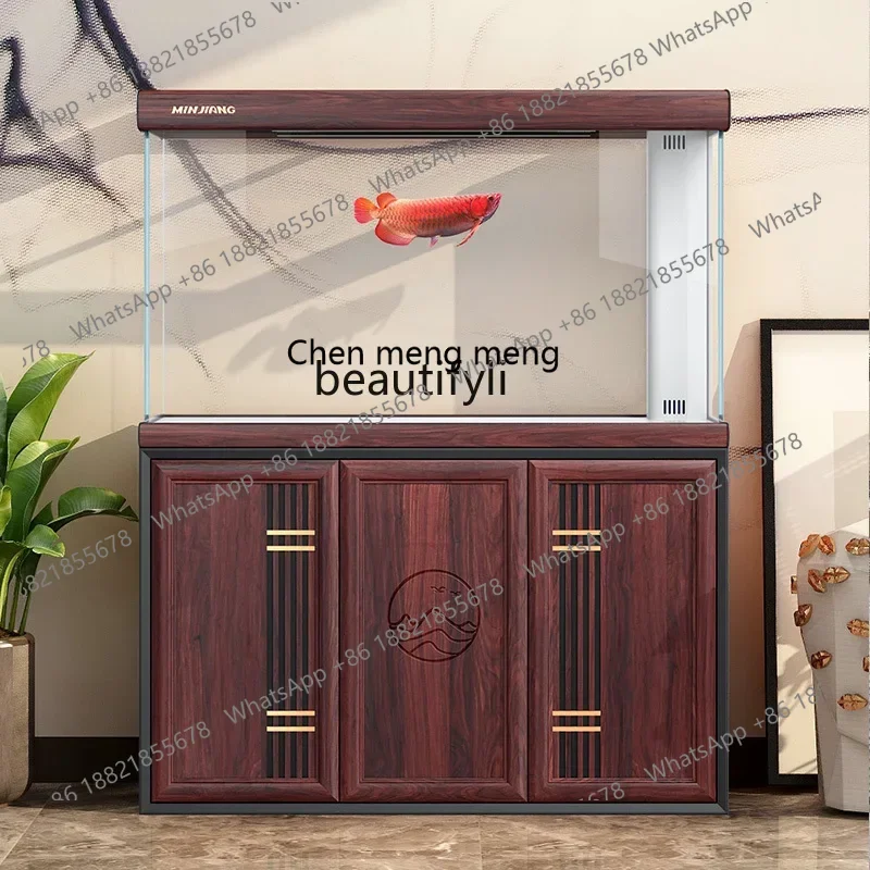 

X Aquarium large living room floor-to-ceiling water-free ultra-white glass bottom filter dragon fish tank