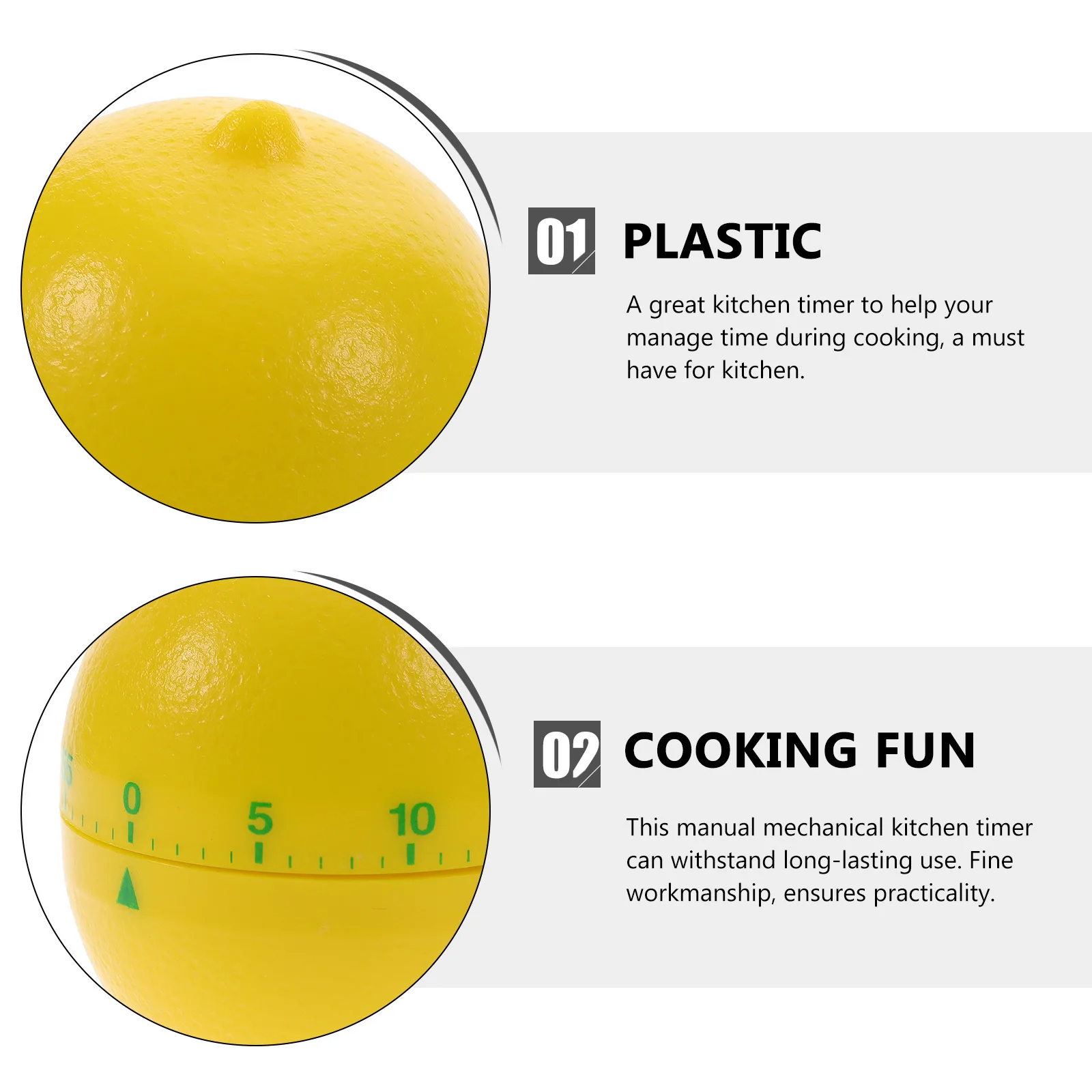 

Lemon Shape Mechanical Timer Plastic Kitchen Cooking Countdown Timer Household Baking and Cooking Time Reminder