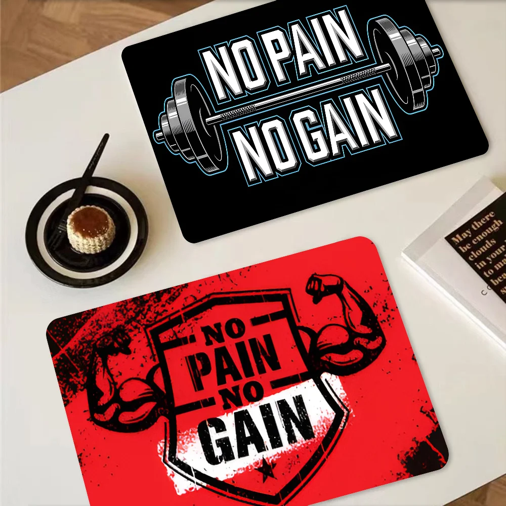 No Pain No Gain GYM Kitchen Draining Mat Non-slip Drain Dish Mats Coffee Pad Heat Resistant Placemat Dinnerware Dustproof Pads