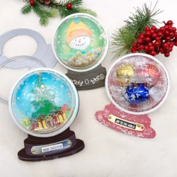 Etched Die Alinacutle Globe Christmas Candy Dome Candy Holder Metal Cutting Die Cut Scrapbooking Paper Craft Album Handmade Card
