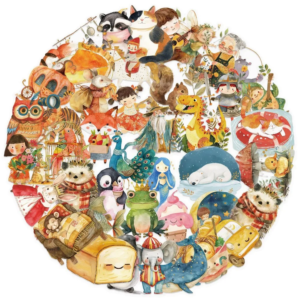 50PCS Transparent INS Fairy Tale Watercolor Sticker Pack - Waterproof PET for Scrapbooking, Guitar LanLanStickersWorld Store