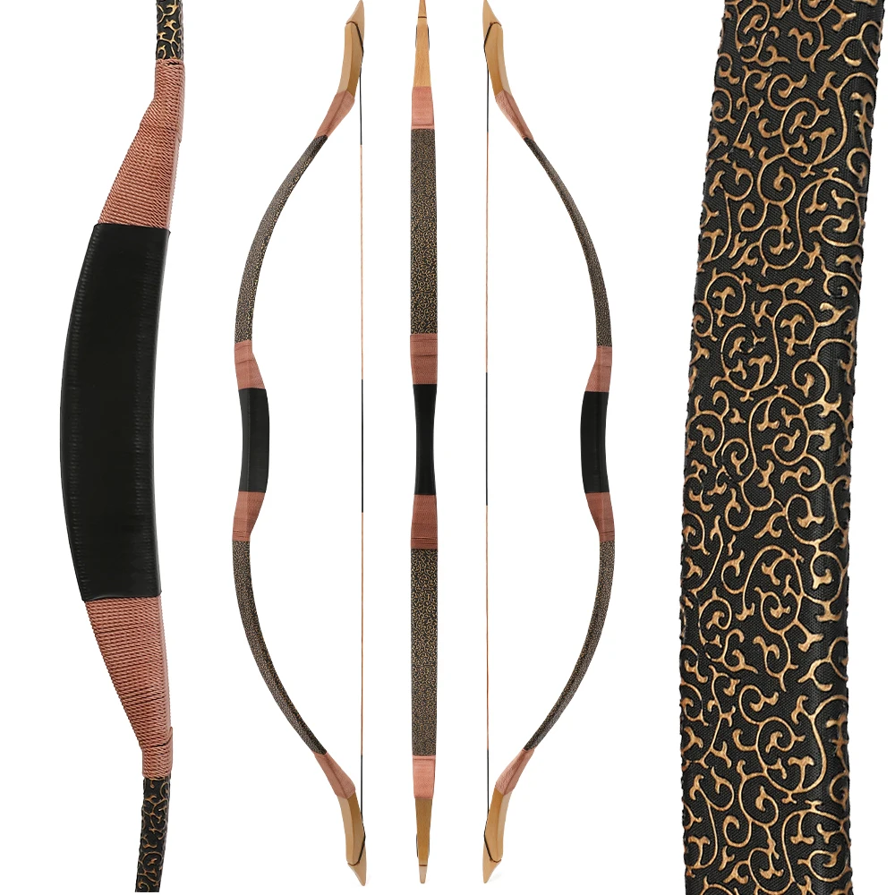 100 lbs Powerful Traditional Bow 57 inch Archery Longbow Epoxy Resin Limbs Adult Hunting Target Outdoor Shooting Left Right Hand