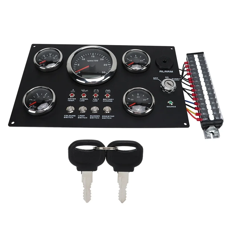 ABJI-RPM pressão de óleo temperatura da água nível combustível tensão 24v medidor digital cluster painel display 7 cores backlight para barco rv