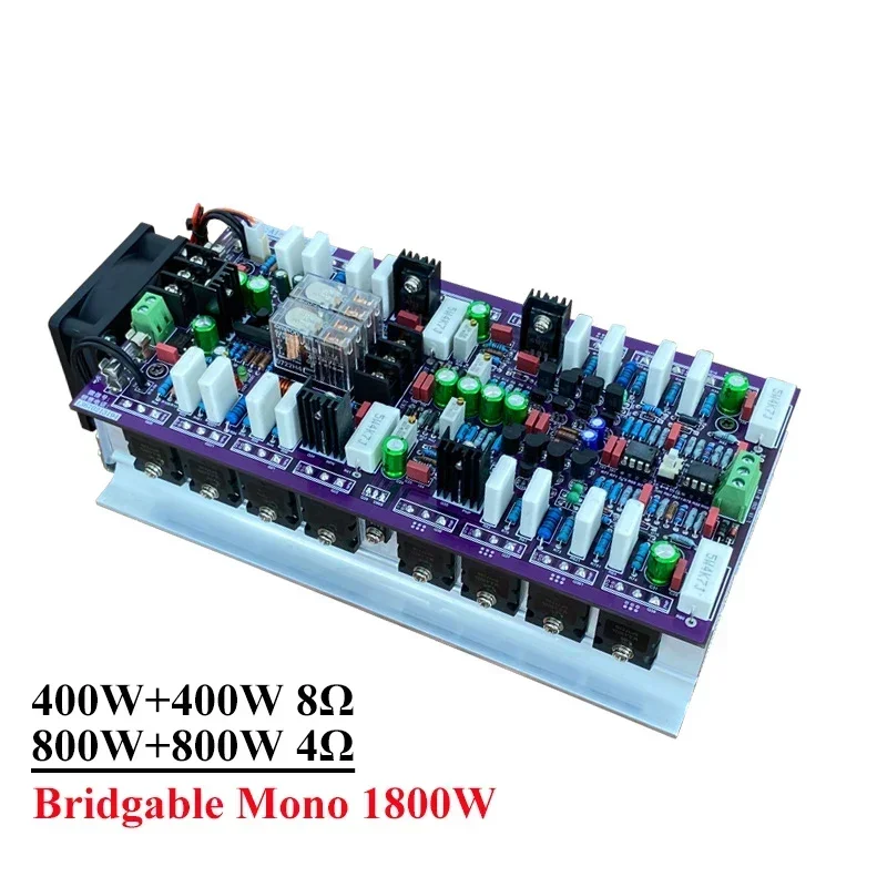 800w*2 4Ω 2-channel Power Amplifier Board BTL Mono Channel 1800w 16 Pcs ON MJL4302 MJL4281 High Power HIFI Audio Amplifier