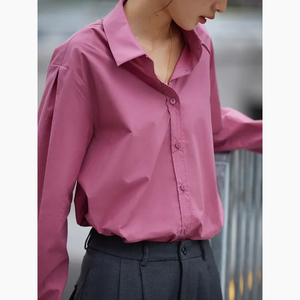 

Spot cotton shirt women's foreign gas cotton new Klein blue loose shirt jacket women