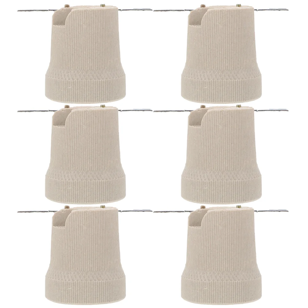 

6 Pcs E27 Ceramic Lamp Holder Light Sockets Screw Threaded Replacement Base Bulbs Head Chandelier