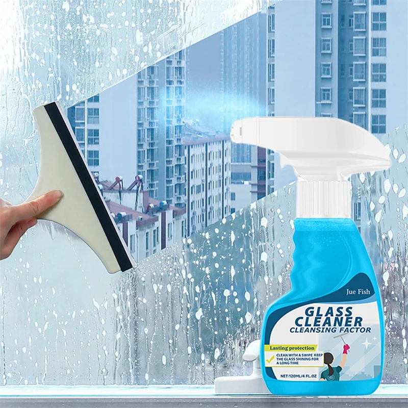 Limpiador de vidrio de 120ml, eliminación efectiva de manchas de aceite para ventana de espejo, frescura de larga duración, pulverizador de limpieza profunda para el baño del hogar