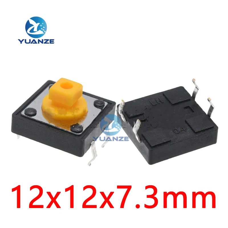 

1000PCS 12x12x7.3 mm Tactile Switches Square Push Button Tact Switch 12*12*7.3 mm Micro switch B3F-4055 12*12*7.3mm Black Yellow