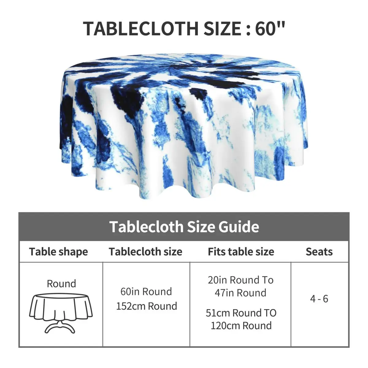 Blue Swirl Tie Dye Tablecloth Abstract Print Vintage Table Cloth For Events Christmas Party Table Cover Cheap Table Decoration