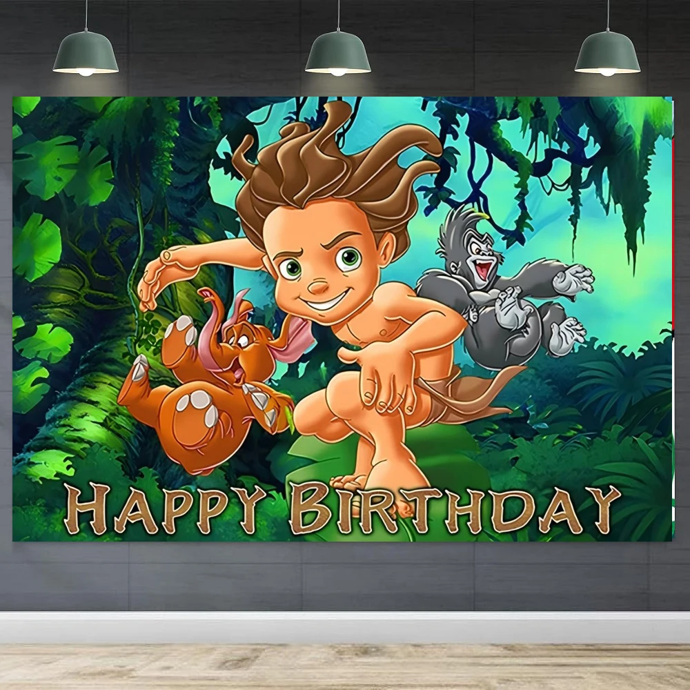 

Фон для фотосъемки сафари джунгли Тарзан плакат для детей мальчиков день рождения фон декор комнаты баннер может быть настроена имя