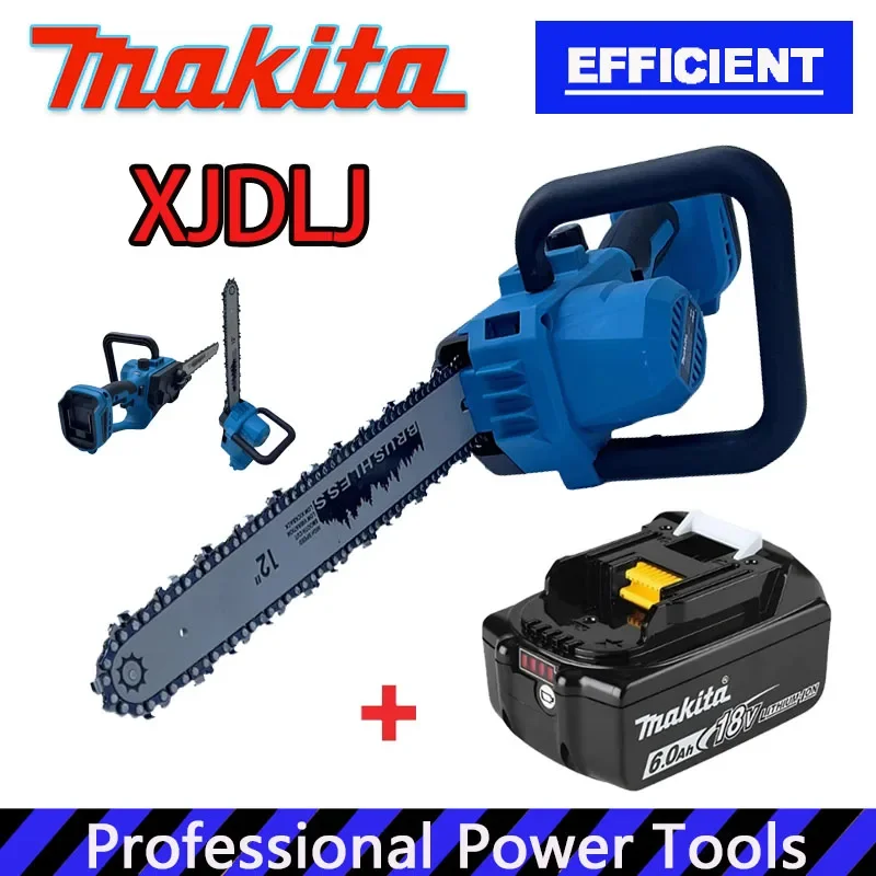 

Беспроводная электрическая цепная пила Makita 12 дюймов с бесщеточным двигателем и автоматической смазкой для распиловки деревьев и заготовки дров