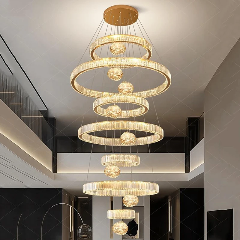 Modern home decoration crystal chandelier, stair Pendant lamp, living room Pendant lights, interior lighting