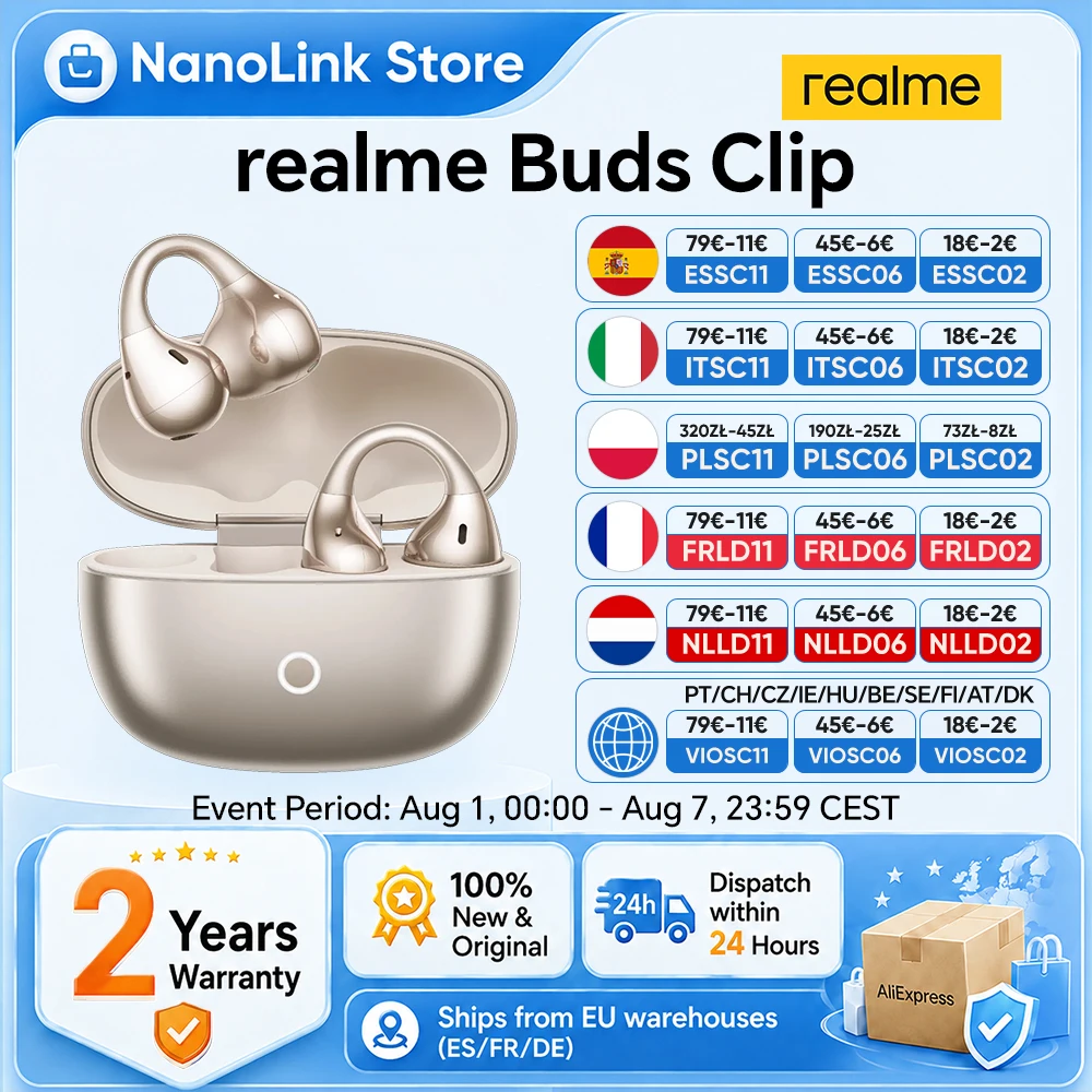 realme Buds Clip OWS Bluetooth-Kopfhörer für Smartphone realme 16 Pro Plus realme GT 8 Pro AI 85db 36H Akkulaufzeit BT5.4 IP55 Neu