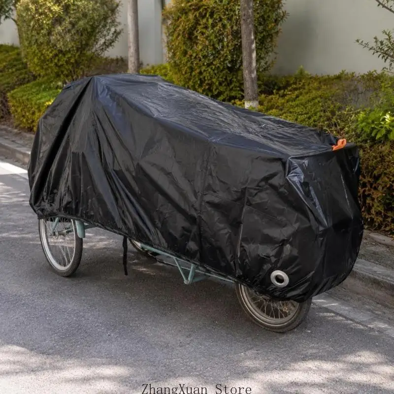 Outdoor Bike Storage Cover for Cargo Bike Owners, Adult 3-Wheel Bike Cover with Long Full Coverage, Closure Loop, Lower-Edge