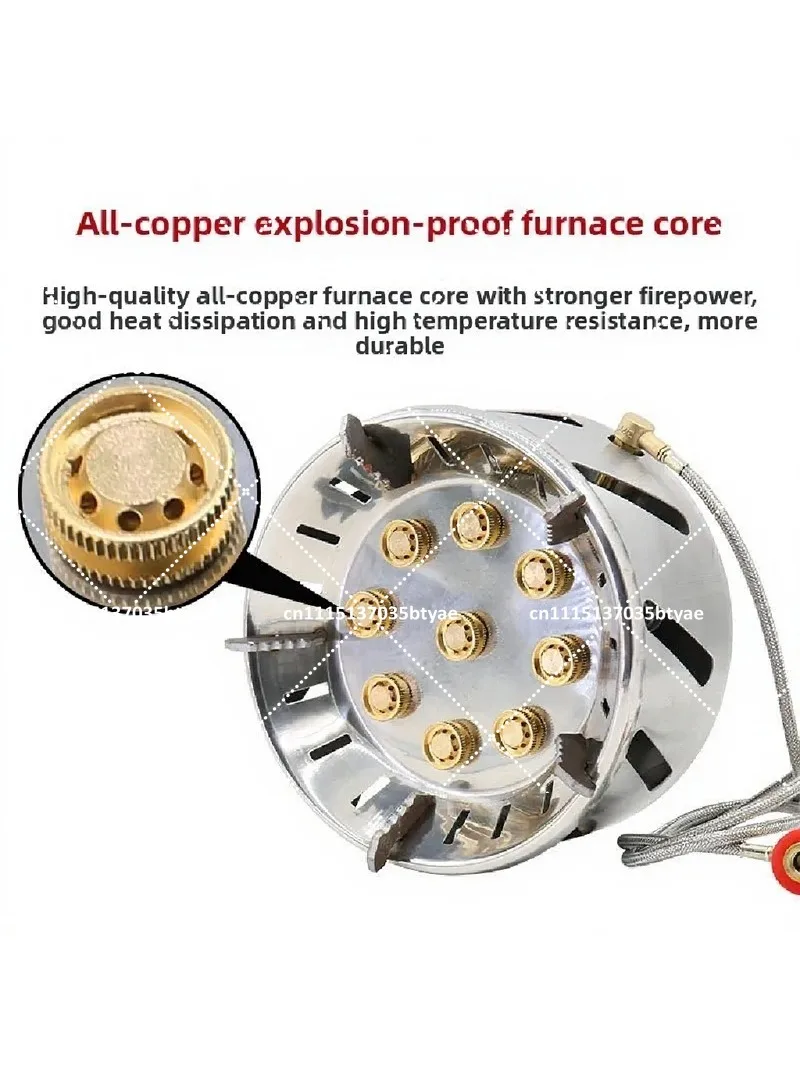 Outdoor Camping Stove 19800W High Power 9 Core Windproof Gas Burner Stainless Steel Portable Cooktop with Adjustable Valve