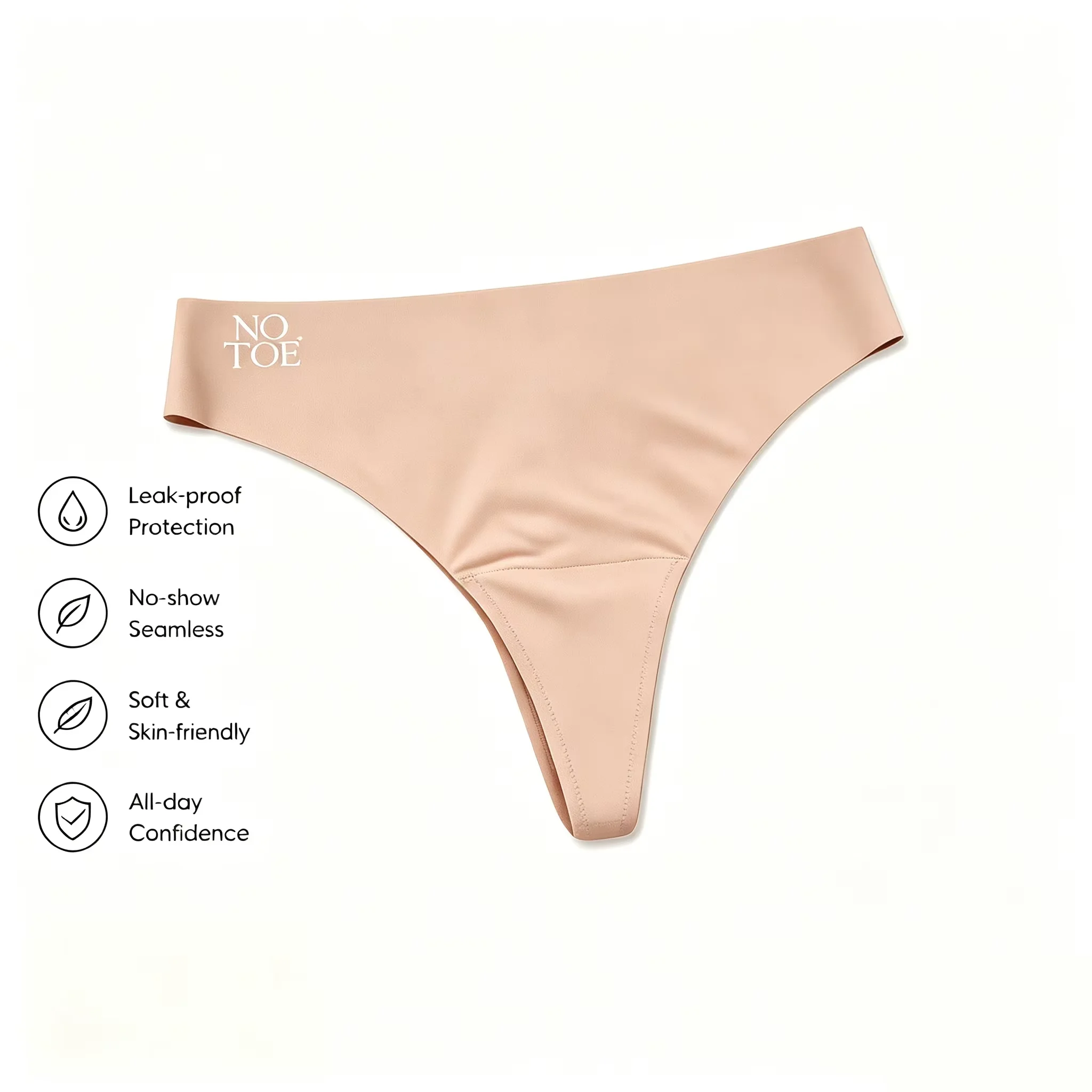 Black & Nude Seamless Period Panties for Women – Invisible Under Clothing, Leak-Proof, Ultra Soft, Breathable, Machine Washable image 5