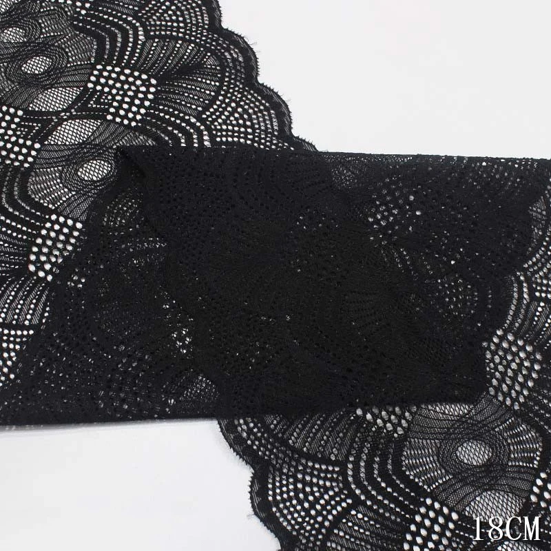 50Yards Black Knit Elastic Stretch Lace Trims Skirt Hem For Clothing Lingerie Dress Sewing Lace