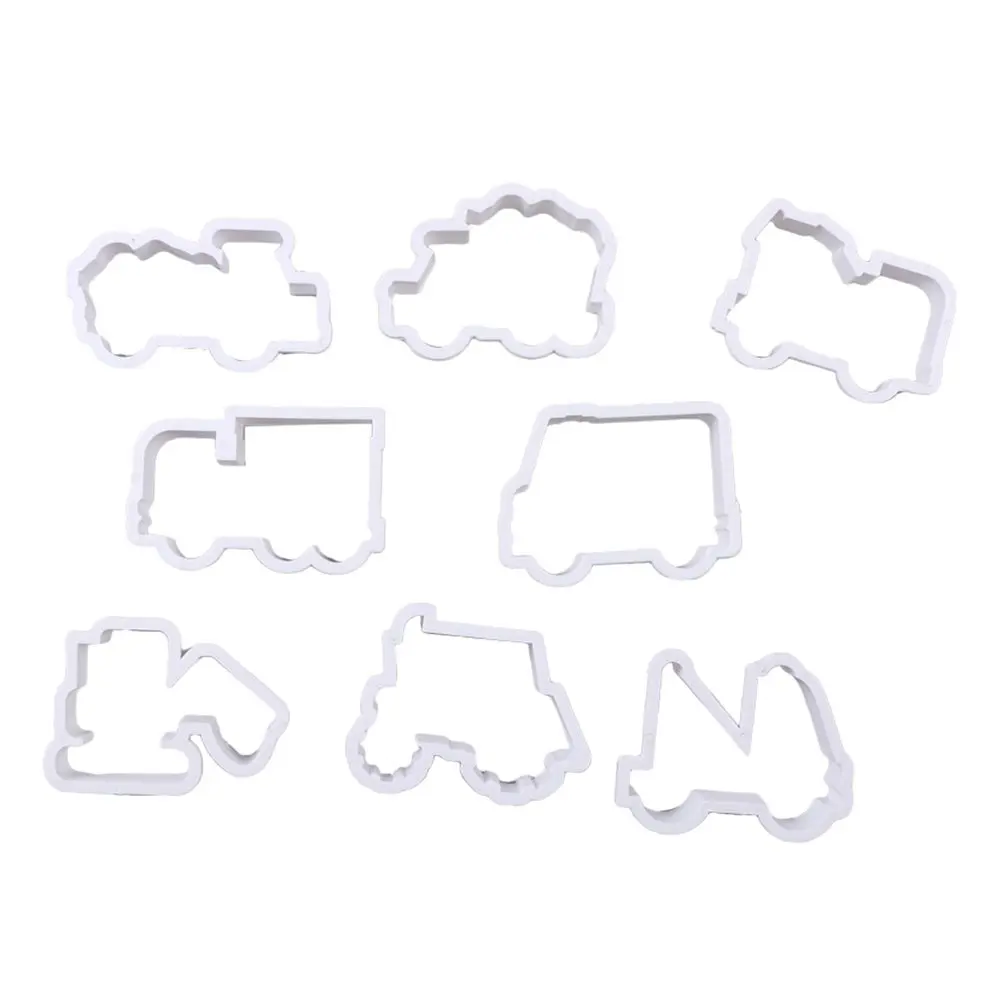 8Pcs Portable Car Transport Shape Plastic Cookie Cutter Biscuit Mold for Cookies Chocolate Bread Baking Cake Decoration DIY Gift