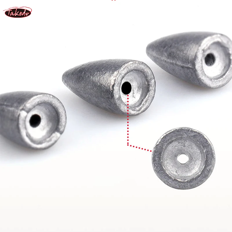 TAKEDO FD03 Bullet Shape Texas Rig Metal Sinker 1.8g 2.5g 3.5g 5g 7g 10g 14g 20g 30g  Fishing Weight Sinker Fishing Accessories