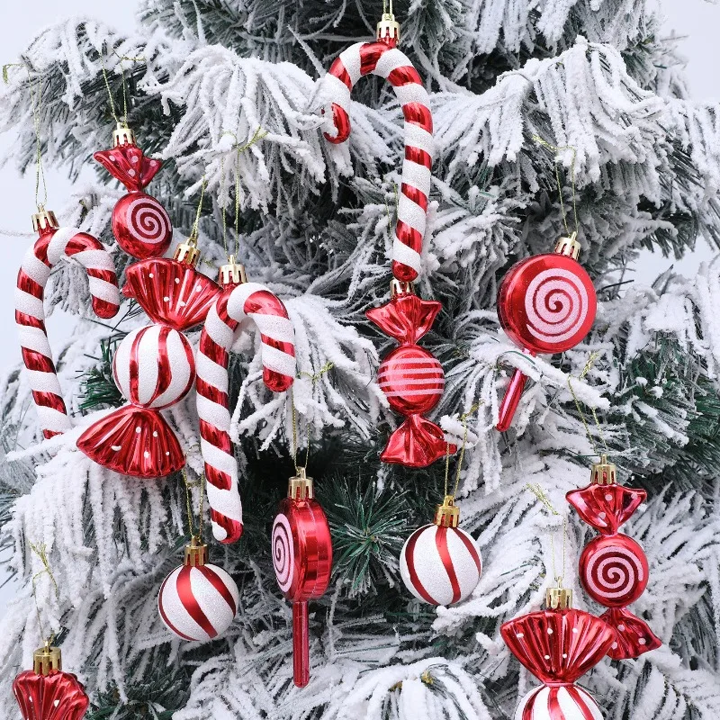 18/29PCS Christmas Ball Ornaments Candy Cane Special-shaped Christmas Tree Party Decoration New Christmas Spheres Pendant