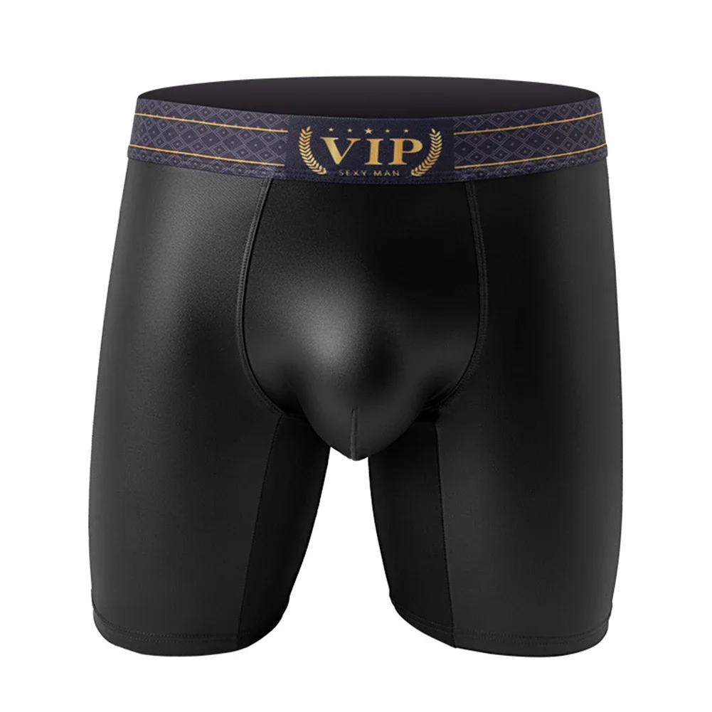 الرجال سراويل مرونة تقليد الجلود سراويل بوكسر الملابس الداخلية مثير نحيل السروال مثلي الجنس سيسي الانتفاخ الحقيبة جذوع الملابس الداخلية