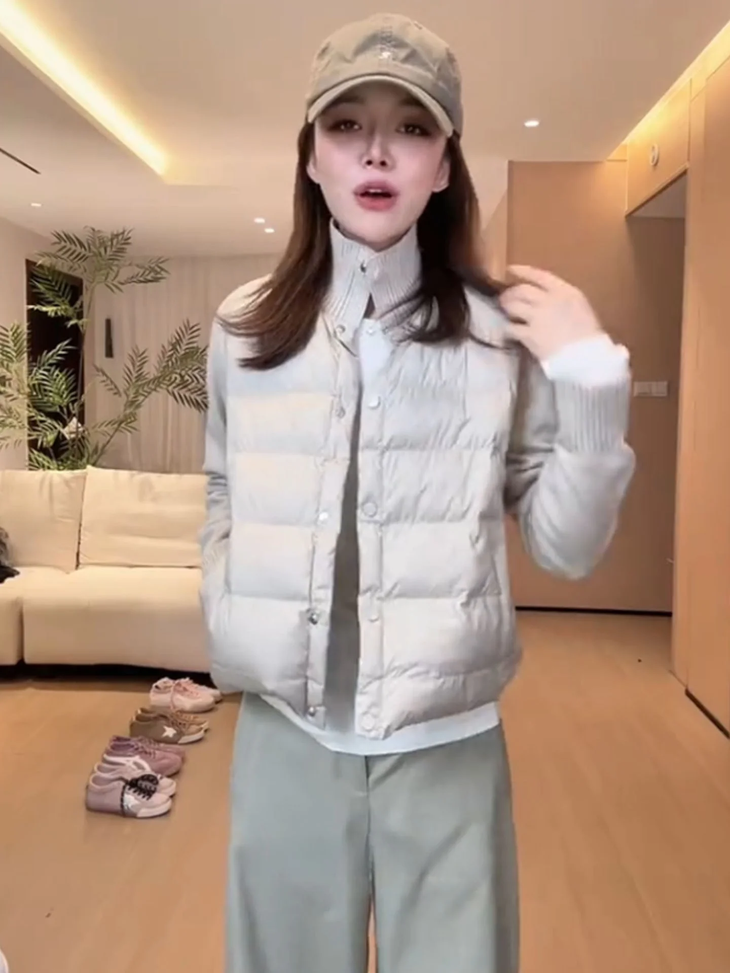 

Korean Sle Knitted Patchwork Long Sve Jaet Single Button Design Winter Outerwear Unique Faionable Ladies' Top