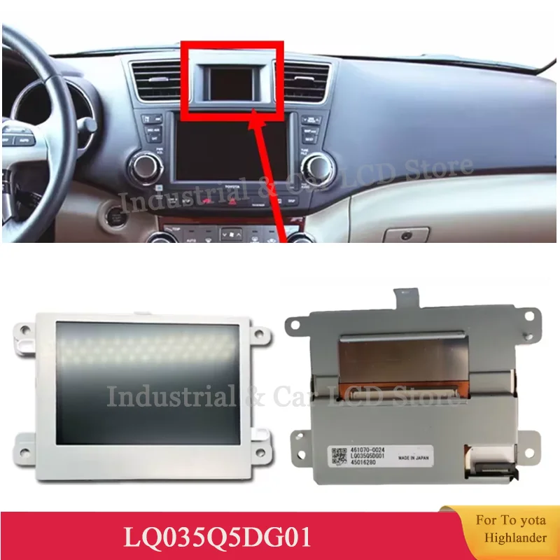 Original 3.5 Inch LQ035Q5DG01 LQ035Q5DG01A LCD Display Screen For 2008-2013 Toyo ta Highlander OEM Multi-Information Upper Dash
