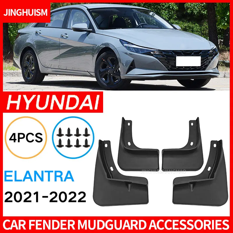 Auto Parts Car Mud Flaps Mudguards Cars Exterior Modification Black Splash Guards Tire for Hyundai Elantra 2021-2022 Protection