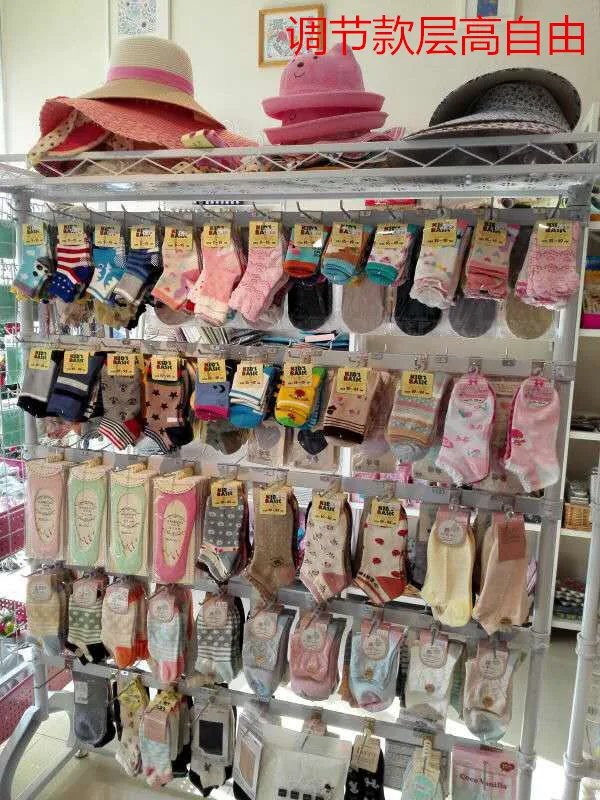 

Adjustable sock rack, floor-standin sock displayrack, glove hat displayrack, accessoryrack, sockhook, beltrack