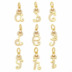 OCESRIO Small Crystal 26 Letters Pendant for Necklace Copper Gold Plated Initial Name Jewelry Making Supplies Wholesale pdtb327
