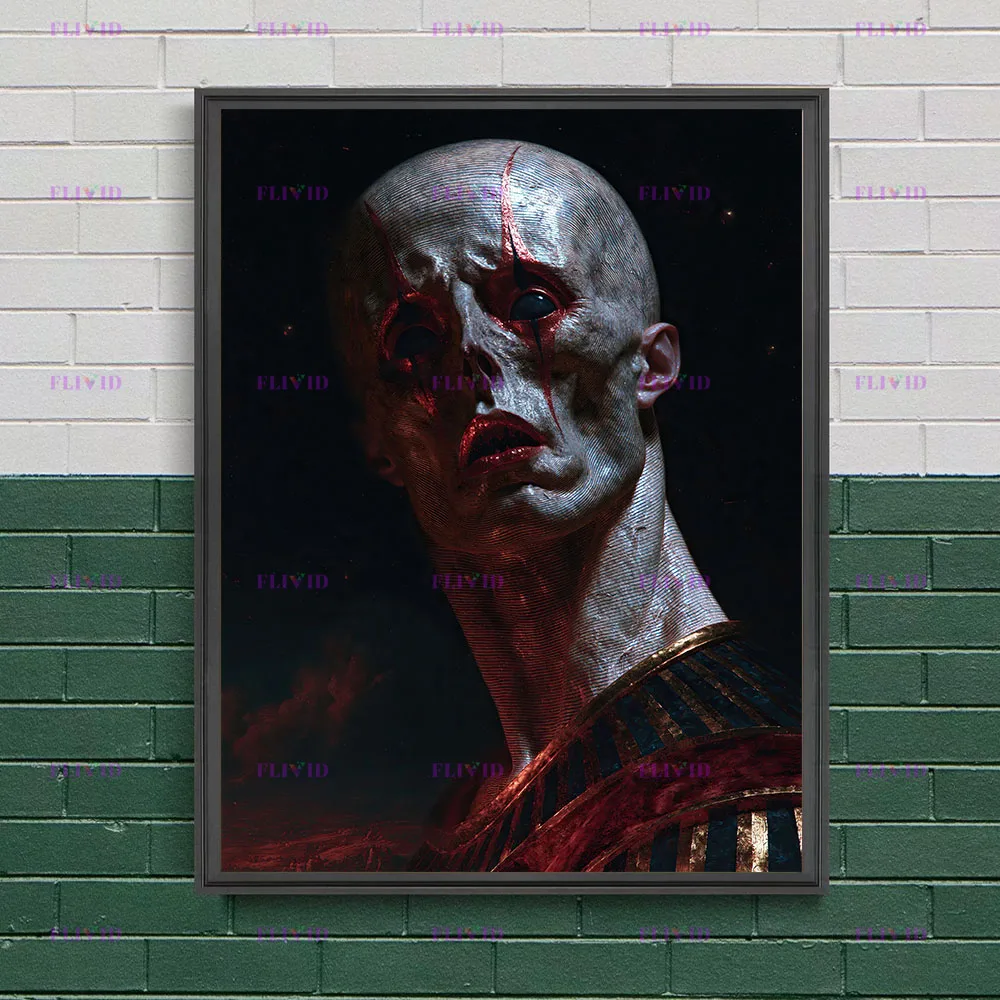 Dark Fantasy Demon Creature Canvas Wall Art, Gothic Horror Satanic Character Poster, Vintage Hell Devil Figure Print Painting