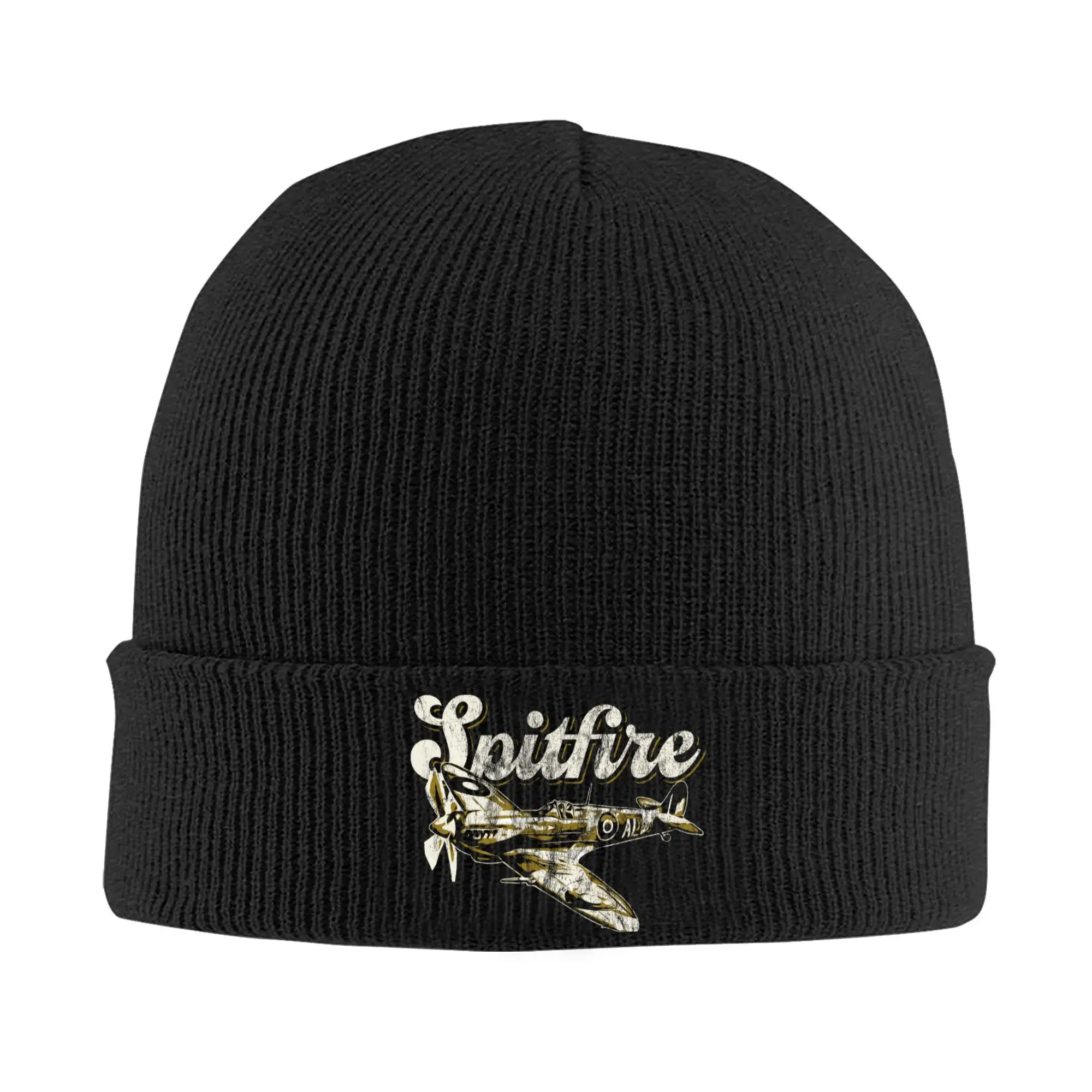 Custom Spitfire RAF Fighter Aircraft Beanie Cap Winter Bonnet Homme Knitting Hat Ski British UK Supermarine Skullies Beanies Cap