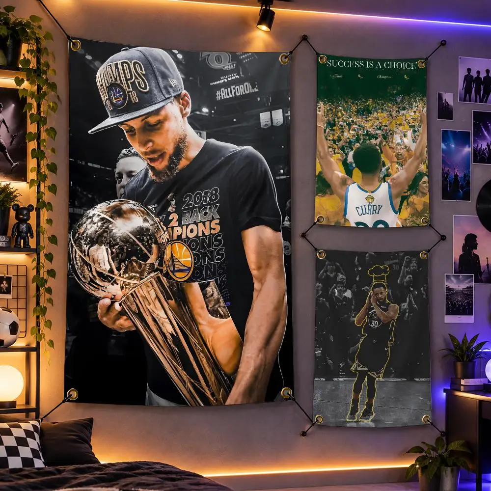 Basketball Stephen Curry Shooter Star Flags Personalized Flag Room Dorm Camping Picnic Garage Bar Indoor Outdoor Wall Decor