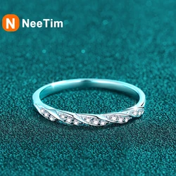 NeeTim All Moissanite Lab Diamond Ring for Women 925 Sterling Silver Rings with Gold Plated Wedding Bridal Proposal Promise Band