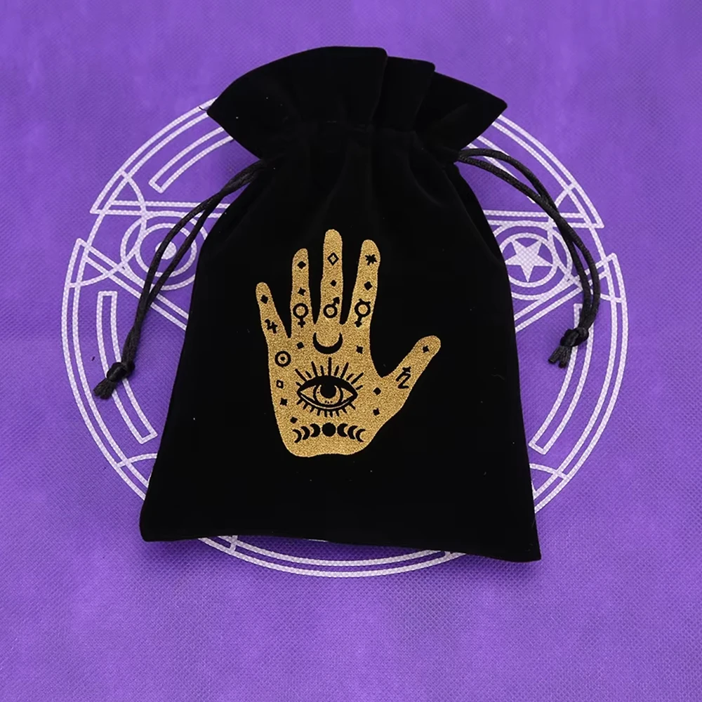 Velvet Drawstring Tarot Storage Bag with Embroidery Design